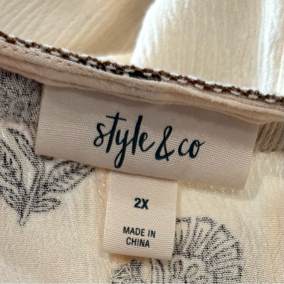 Style & Co. Open Front Cardigan Kimono 2X Tassel Beachy Vacay Travel Boho Cream - Picture 11 of 16